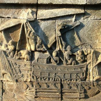 Ship depiction on the Indonesian Borobudur temple 