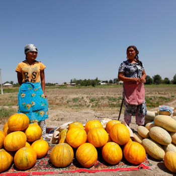 Women selling melons